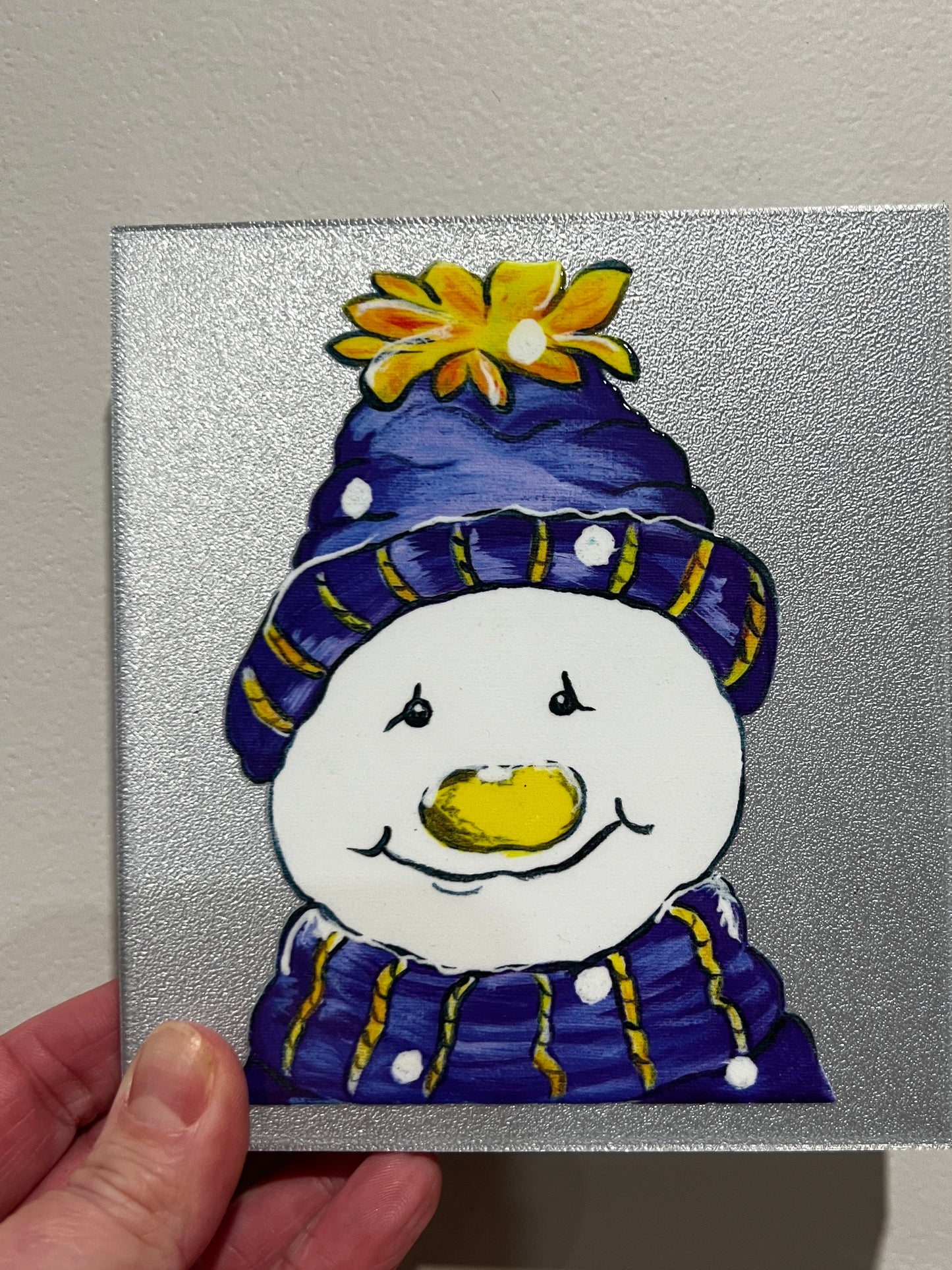 Hand Drawn Snowman Designs Made Into A 4” Tall UV DTF Decal