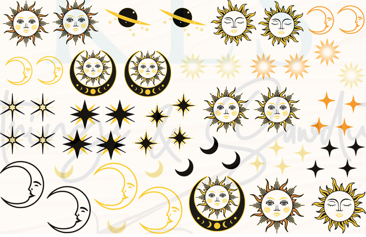 15B Celestial Clip Sheet - This sheet is intended to be cut up and placed using your own creative style.