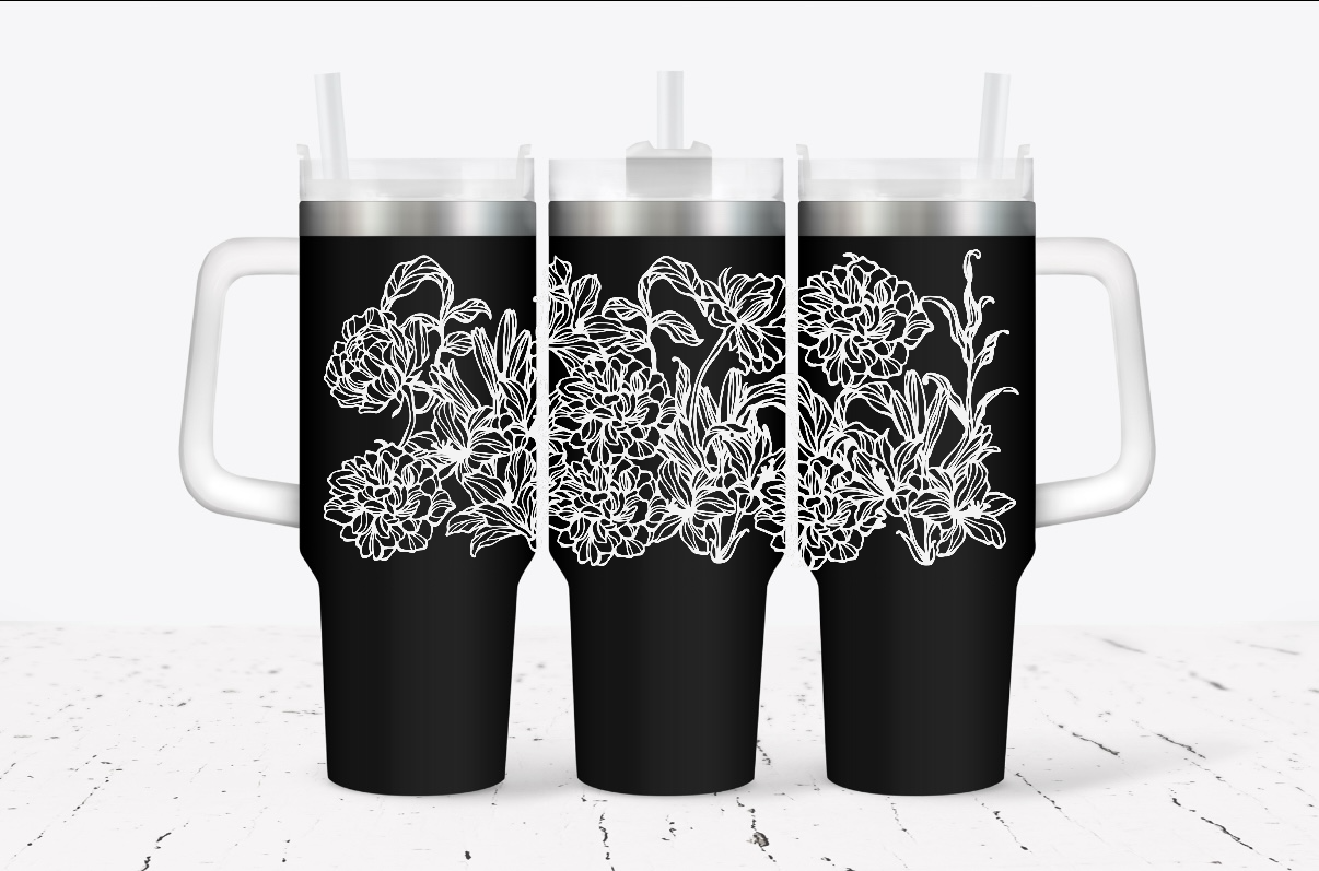 40 Ounce Intricate Floral UV DTF Wrap