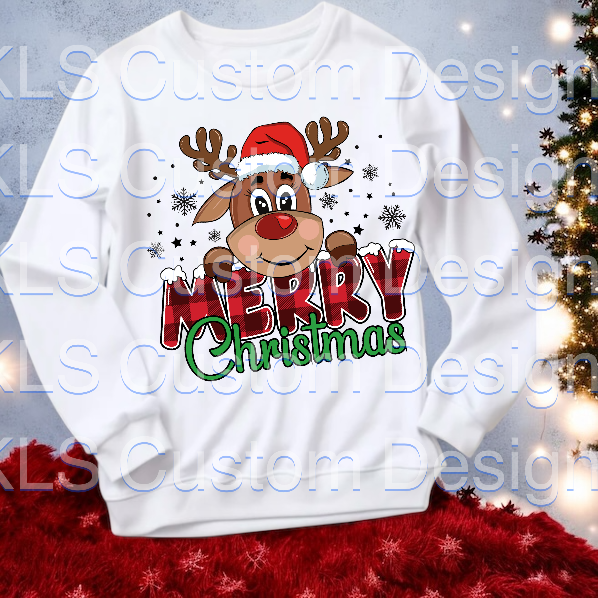 Buffalo Plaid Reindeer Merry Christmas Ready To Press DTF Print
