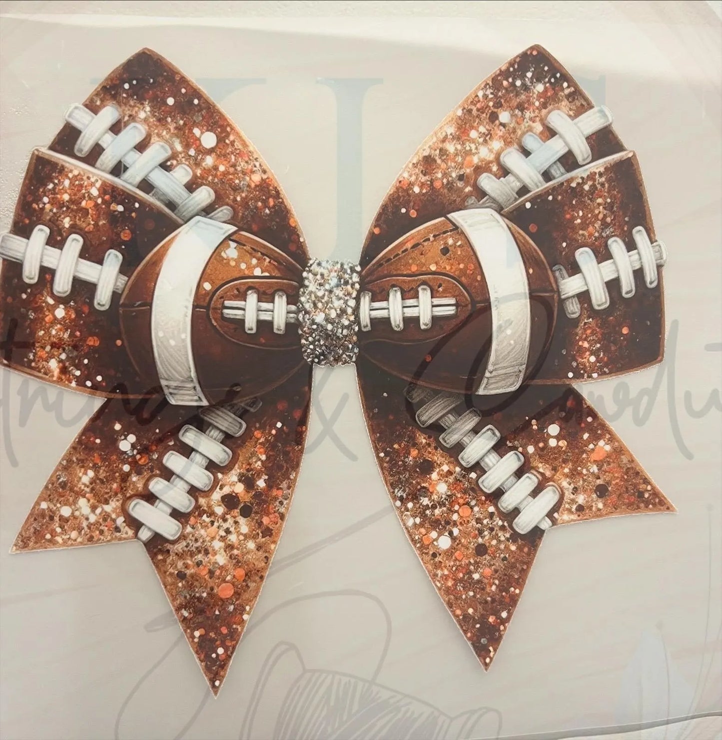 Sparkle Football Coquette Bow Ready To Press DTF Print