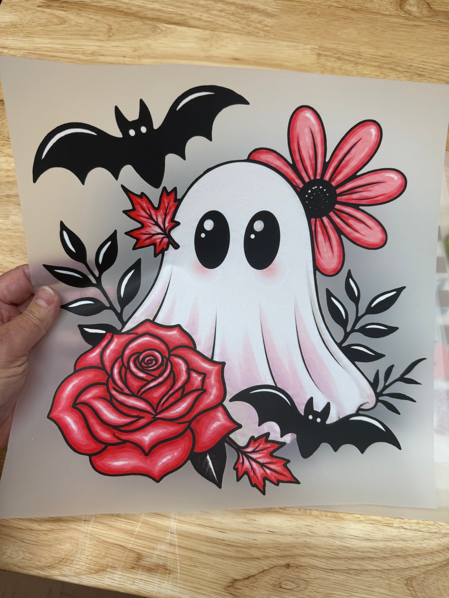 Ghost Roses w/ Bats Ready To Press DTF Print