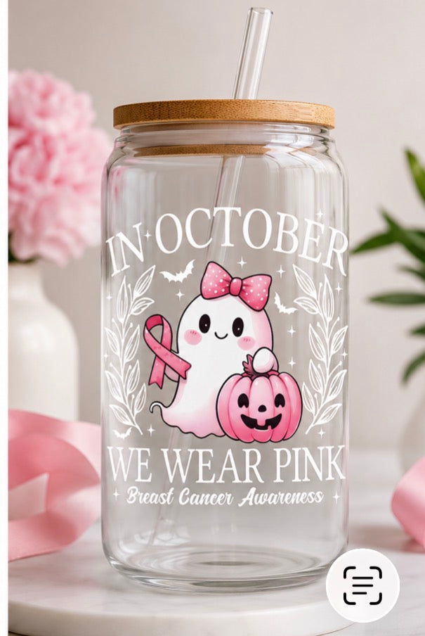 In October We Wear Pink Ghost 4” Tall UV DTF Decal