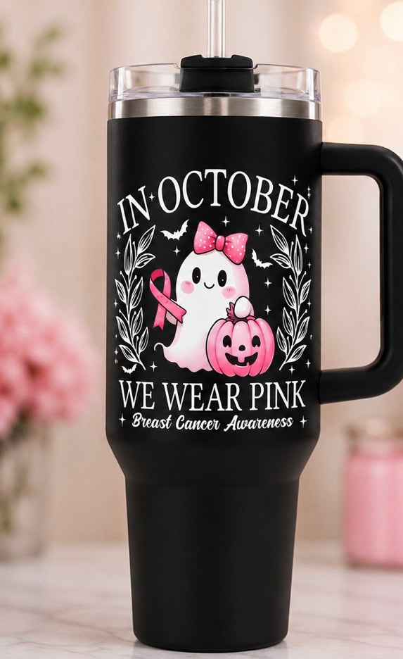 In October We Wear Pink Ghost 4” Tall UV DTF Decal