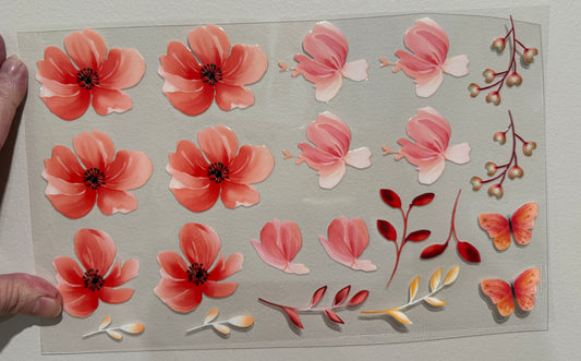 18Y Red Watercolor Floral Clip Sheet - This sheet is intended to be cut up and placed using your own creative style.