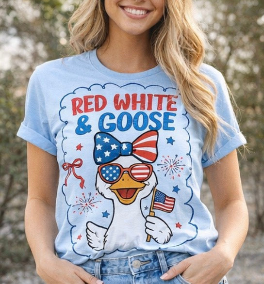 Red, White & Goose Bow Ready To Press DTF Print