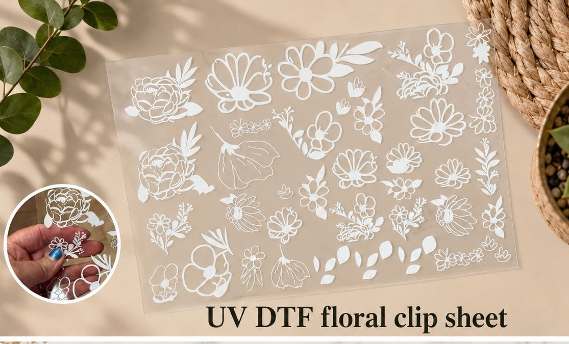 Stone Floral Clip Sheet - This sheet is intended to be cut up and placed using your own creative style.