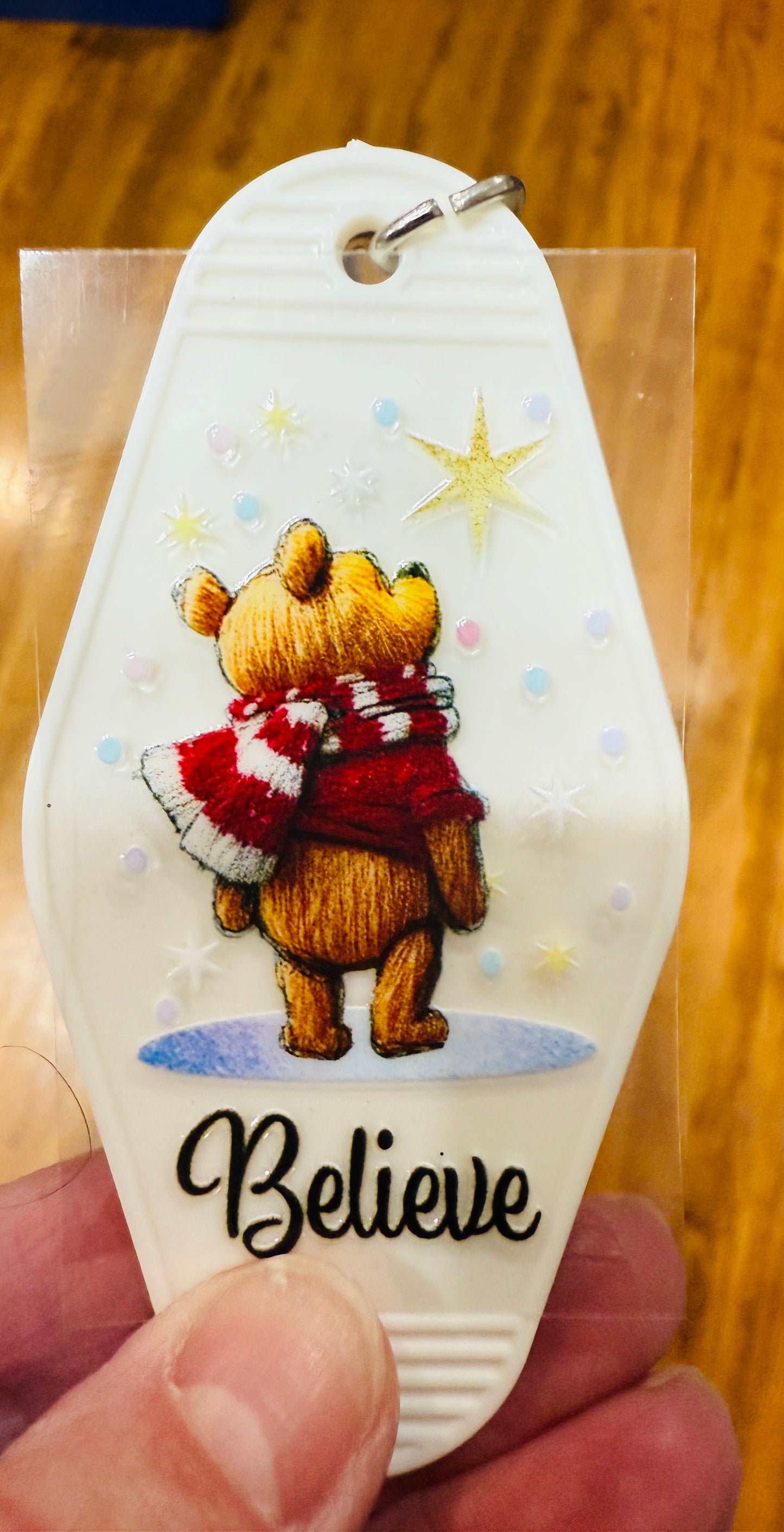 Keychain Believe Bear UV DTF Decal