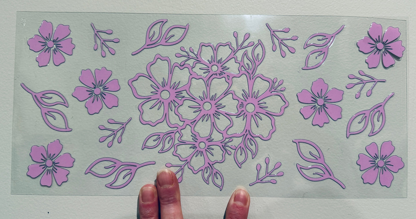 2P 40 Ounce Black Floral UV DTF Wrap