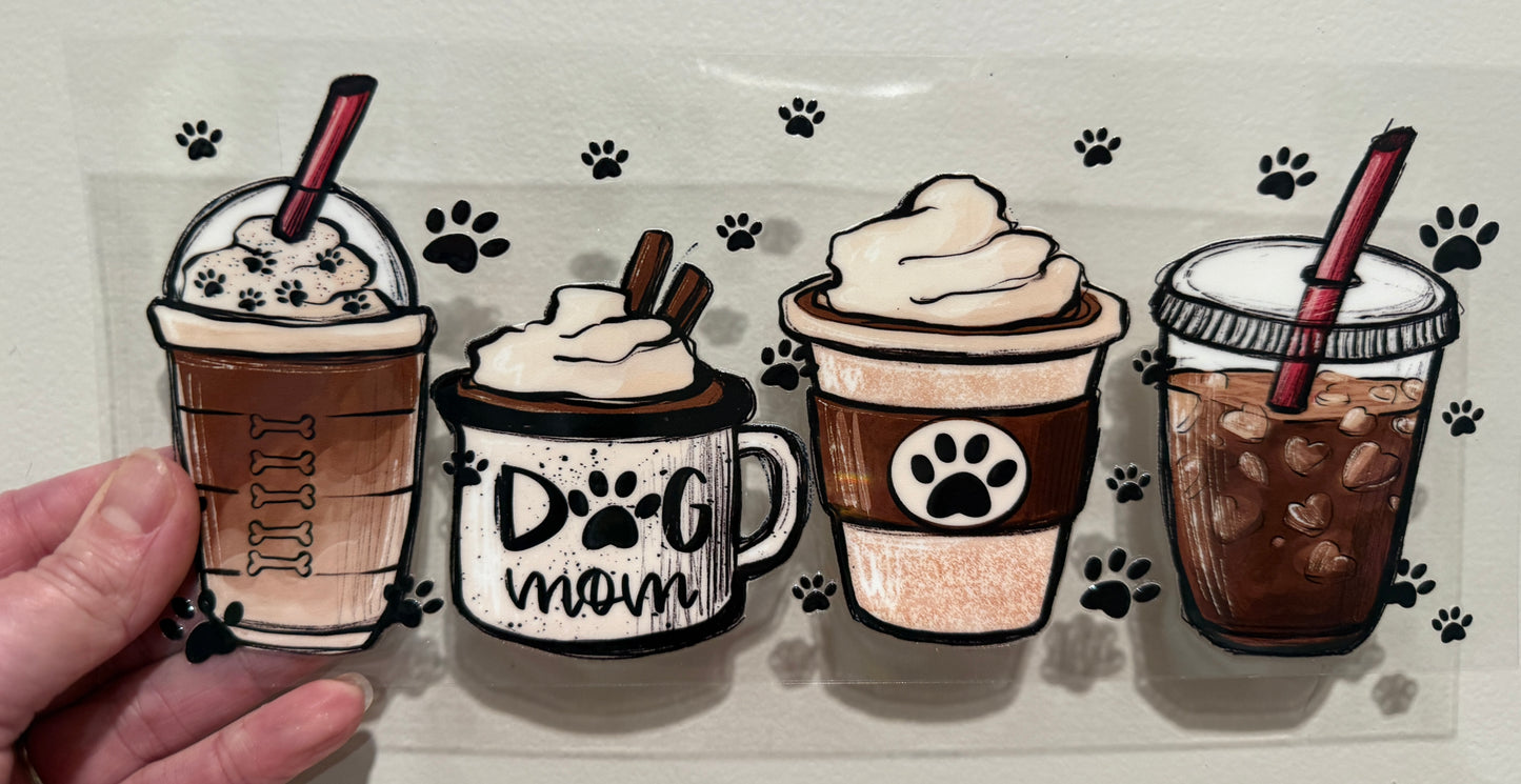 P3 Dog Mom Coffee Cups Paws UV DTF Wrap