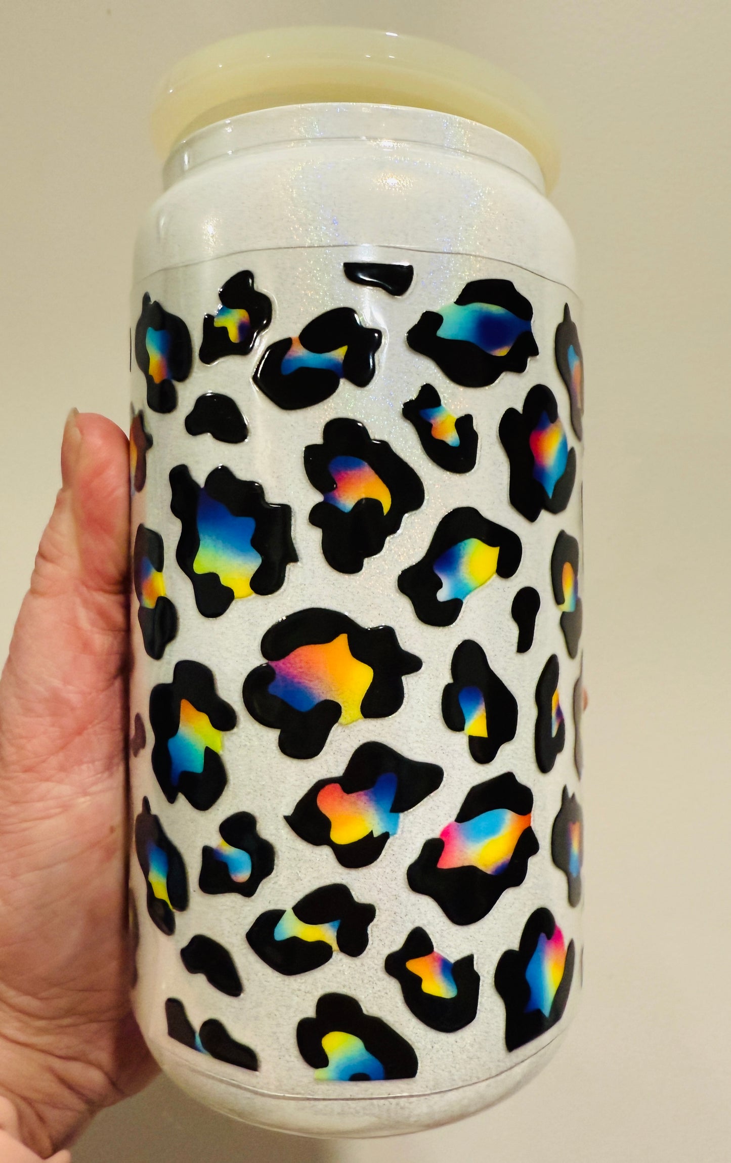 P7 Cheetah With Rainbow Libbey UV DTF Wrap