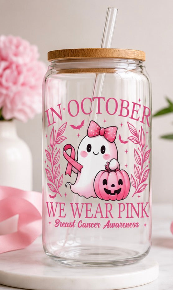 In October We Wear Pink Ghost 4” Tall UV DTF Decal