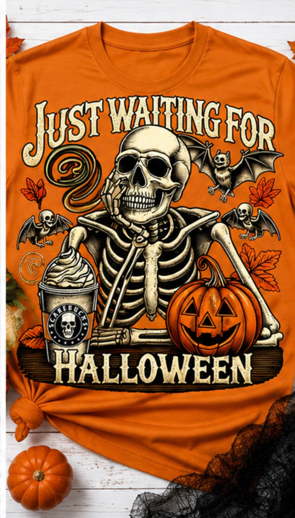 Waiting For Halloween Skeleton Ready To Press DTF Print
