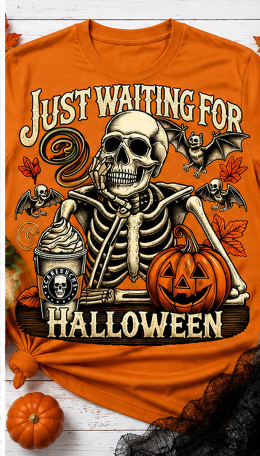Waiting For Halloween Skeleton Ready To Press DTF Print