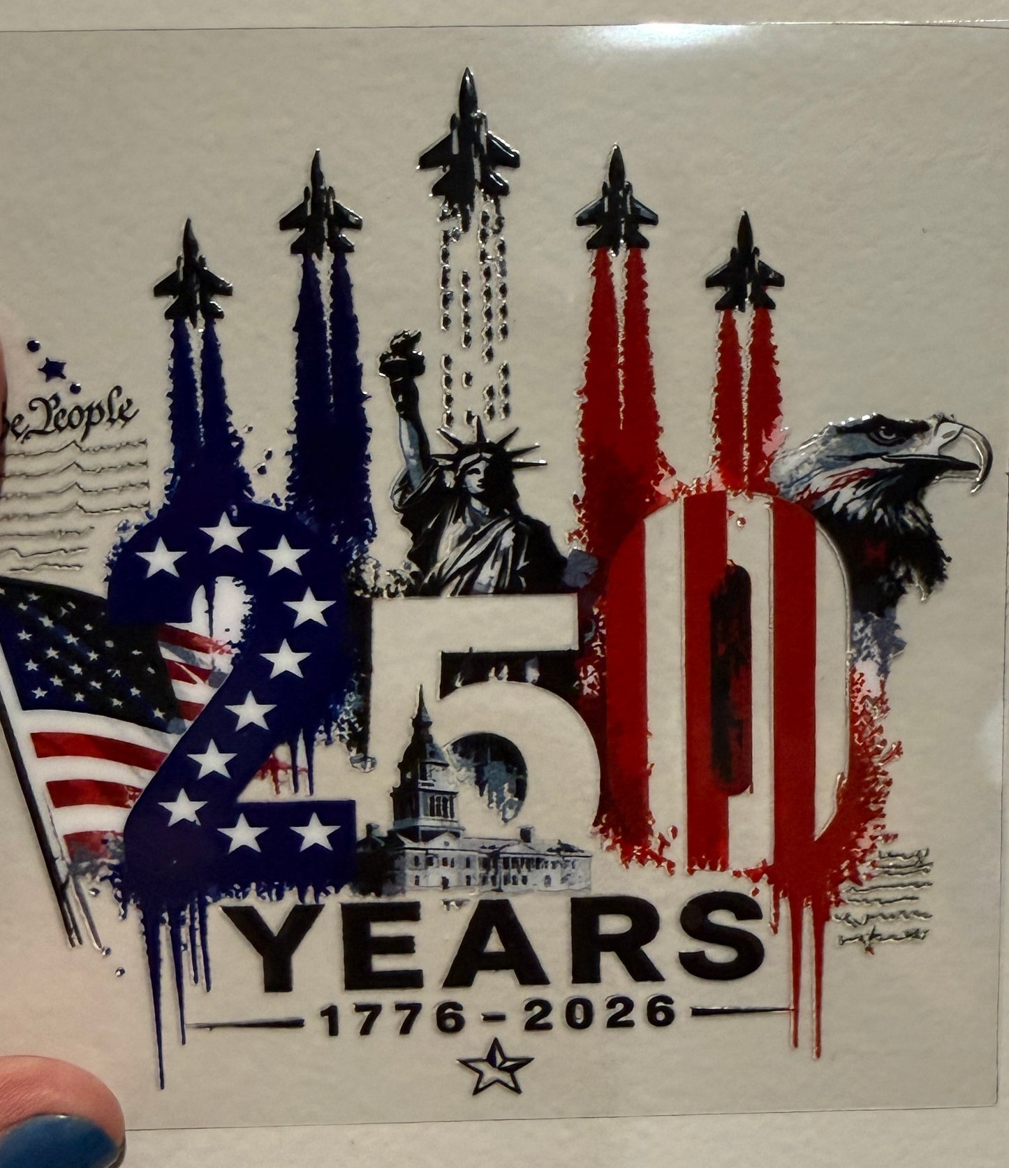 250 Years Fighter Jets 4” Tall UV DTF Decal
