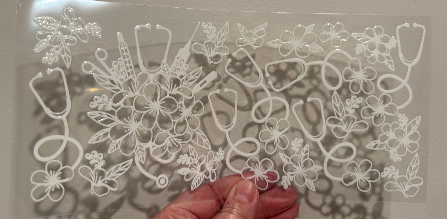 Y2 Nurse Doctor Floral UV DTF Wrap