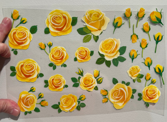 14G Yellow Watercolor Roses Clip Sheet - This sheet is intended to be cut up and placed using your own creative style.