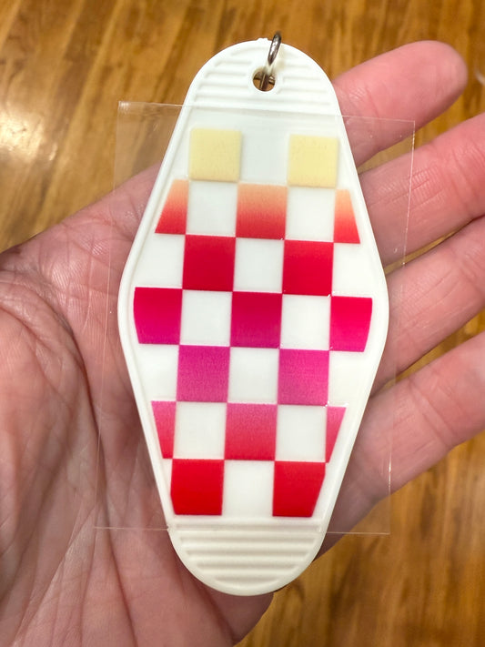 Keychain Cotton Candy  Checkers  UV DTF Decal