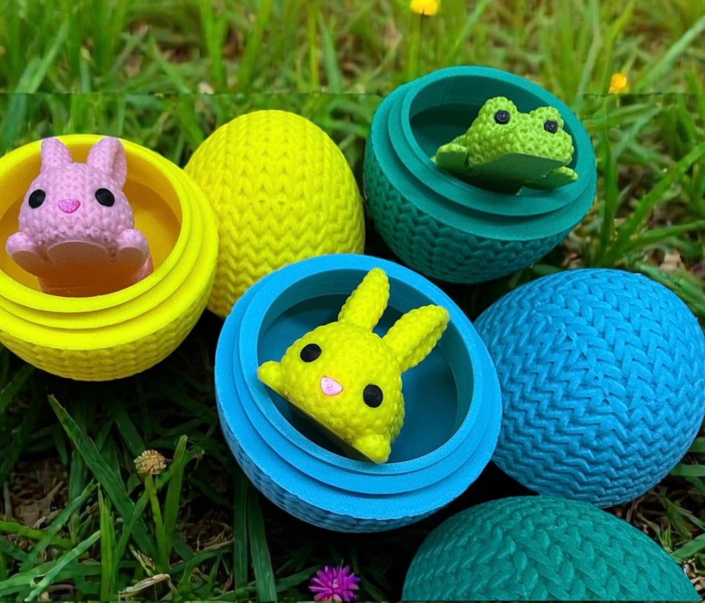 Faux Knitted Hideaway Egg Spring 3D Print Sets