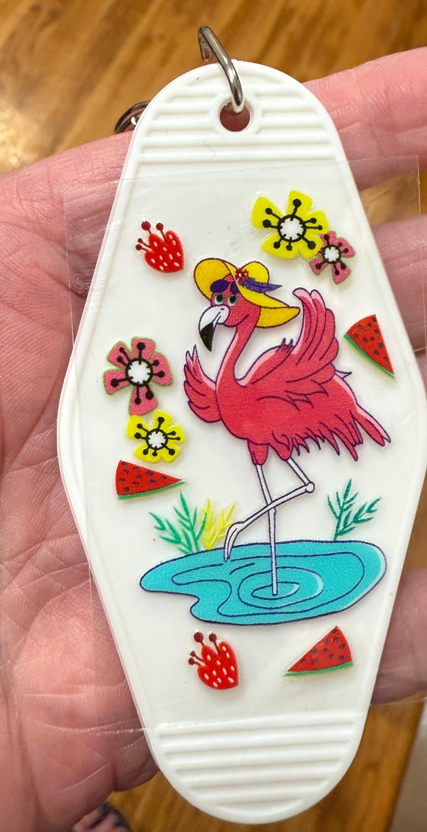 Keychain Flamingo Summer UV DTF Decal
