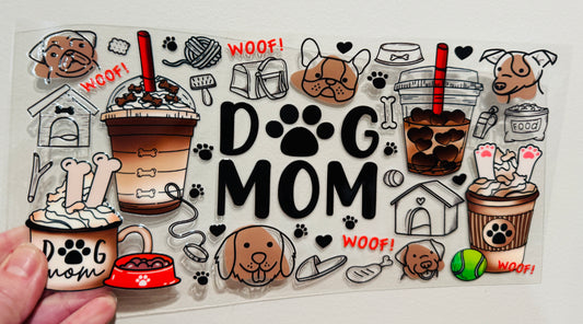 Y1 Dog Mom Woof Bones Paws UV DTF Wrap