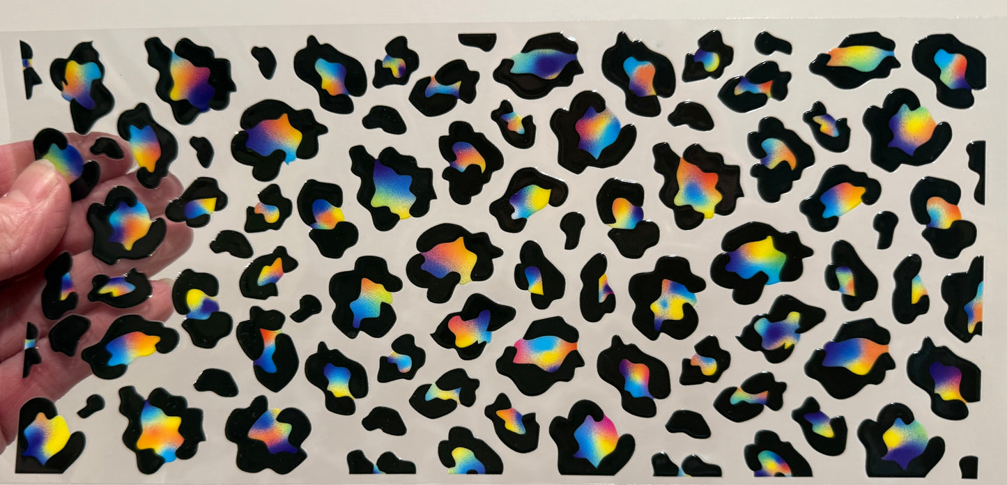 P7 Cheetah With Rainbow Libbey UV DTF Wrap