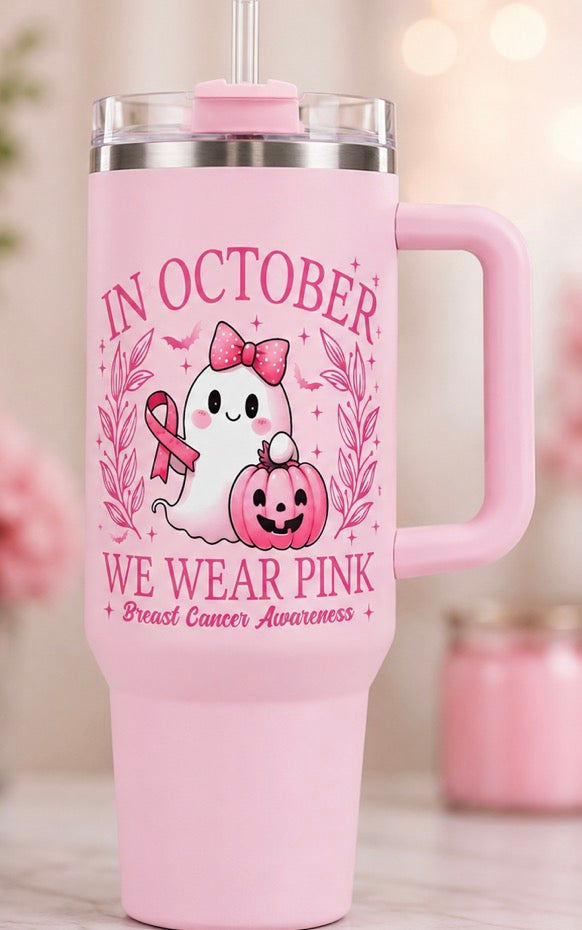 In October We Wear Pink Ghost 4” Tall UV DTF Decal