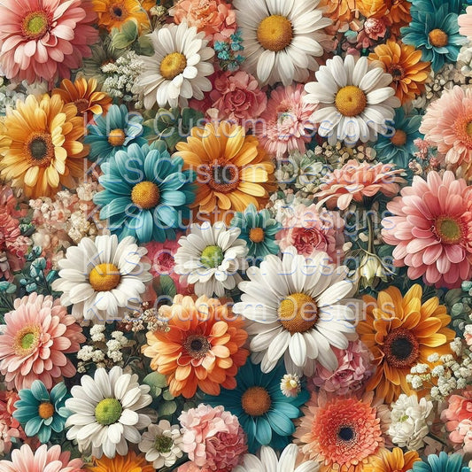 Teal Daisies Bouquet 20 Oz Skinny Permanent Vinyl