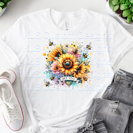 Bee You Sunflower Floral Ready To Press DTF Print