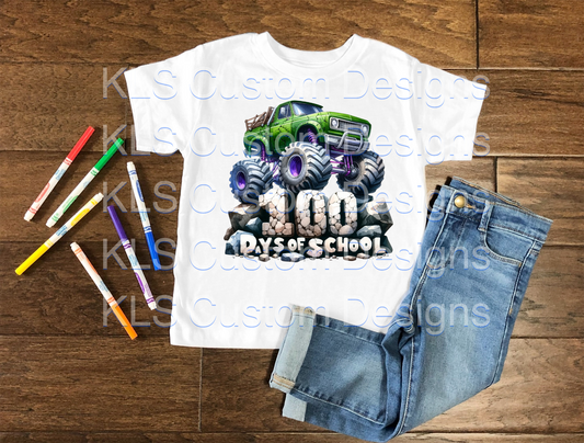 Monster Truck 100 Days Of School Ready To Press DTF Print