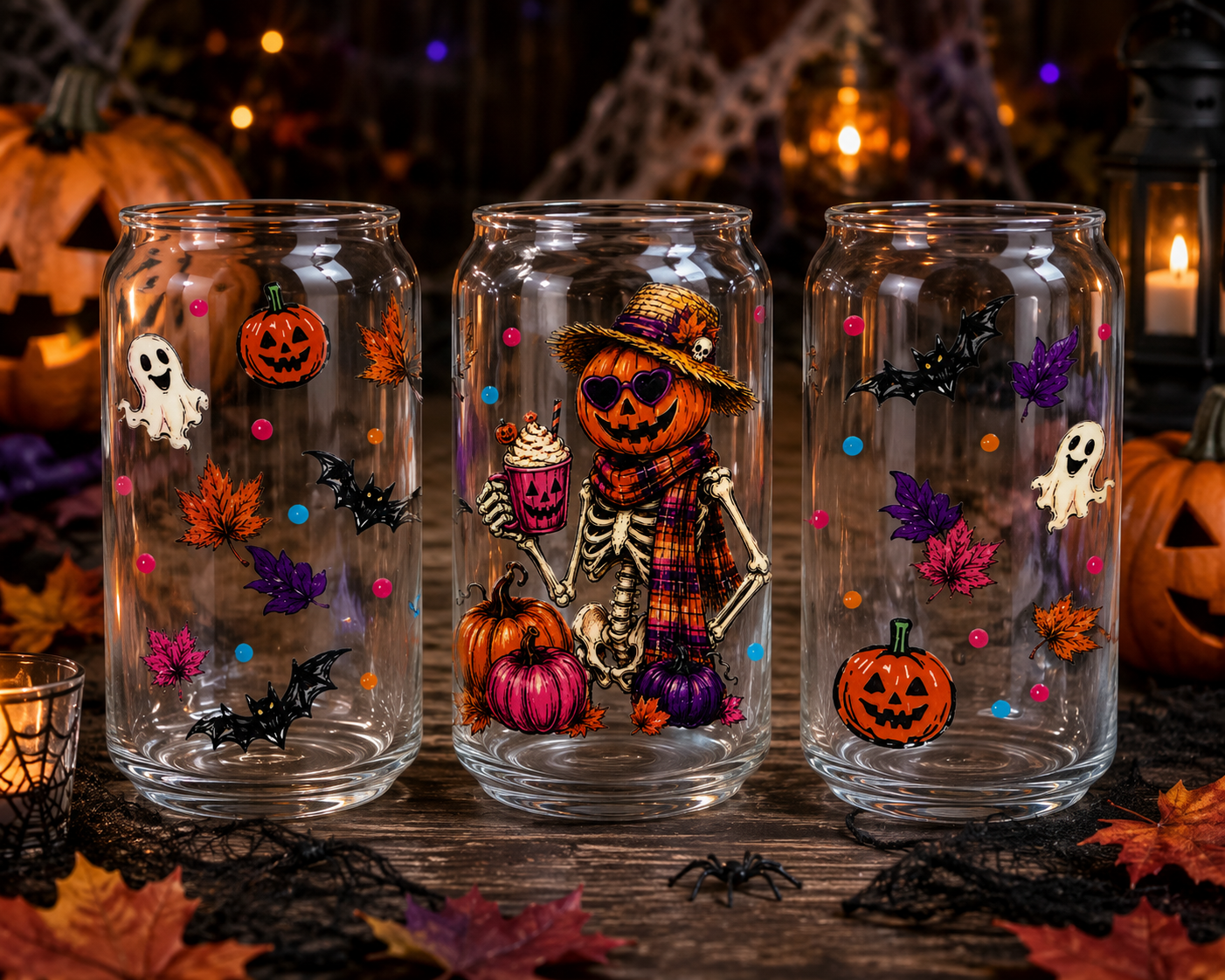Pumpkin Skeleton UV DTF Wrap