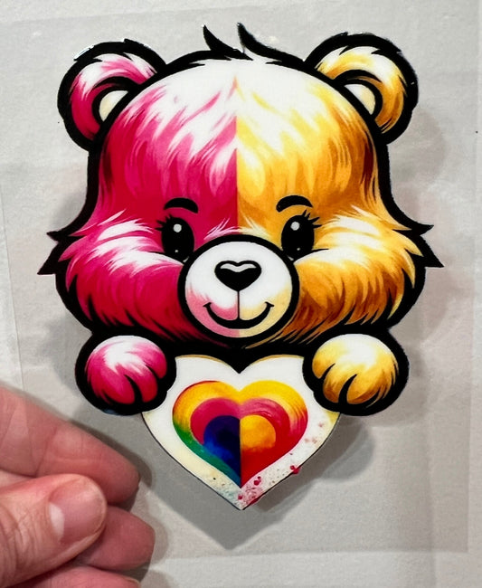 Pink Gold Two Tone Bear 4” UV DTF Decal