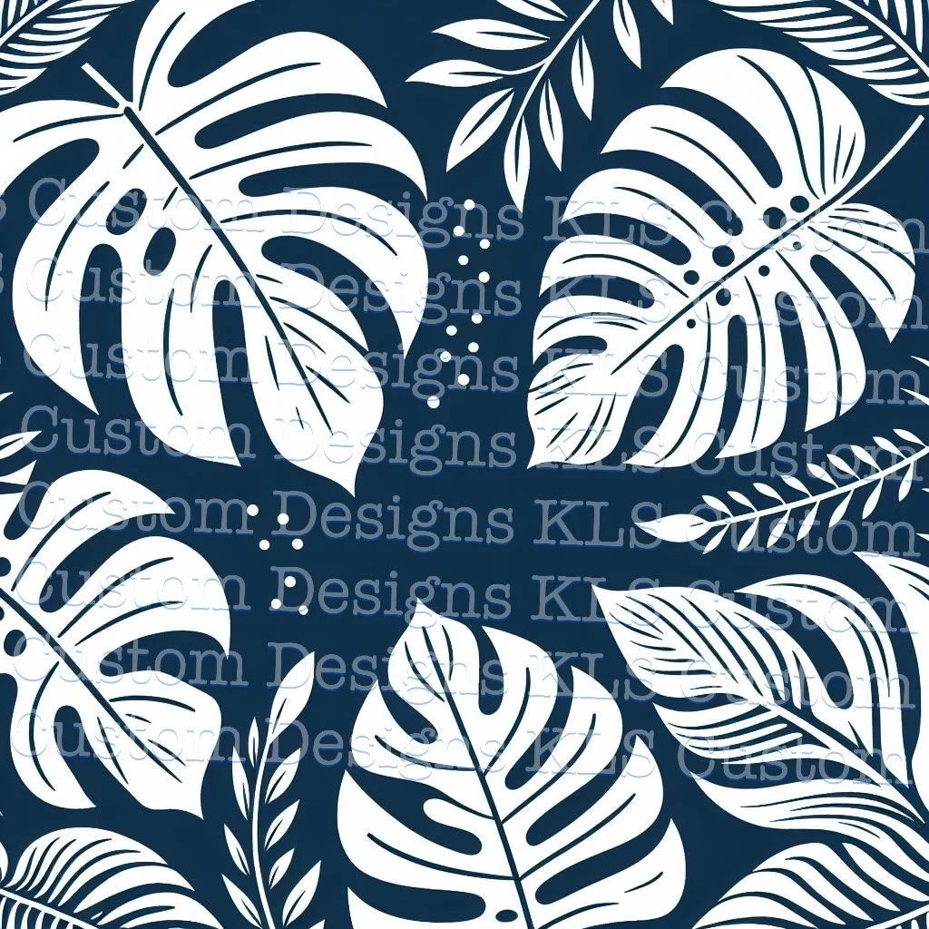 Navy Monstera Leaves 20 Oz Skinny Permanent Vinyl