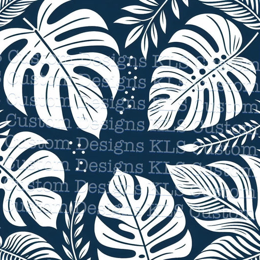Navy Monstera Leaves 20 Oz Skinny Permanent Vinyl
