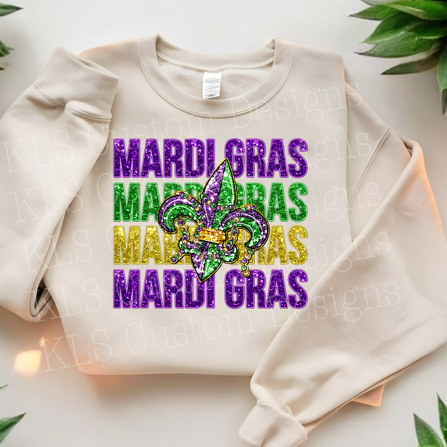 Faux Sparkle Mardi Gras Ready To Press DTF Print