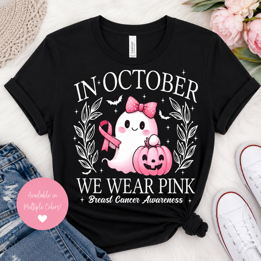 In October We Wear Pink Ghost Ready to Press DTF Print
