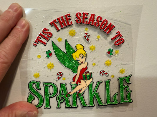 23Y Tis The Season To Sparkle Faux Glitter 4” Tall Decal