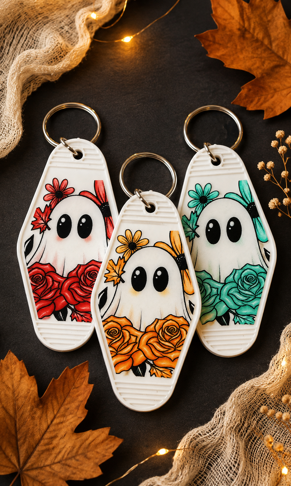 Keychain Ghost Roses UV DTF Decal