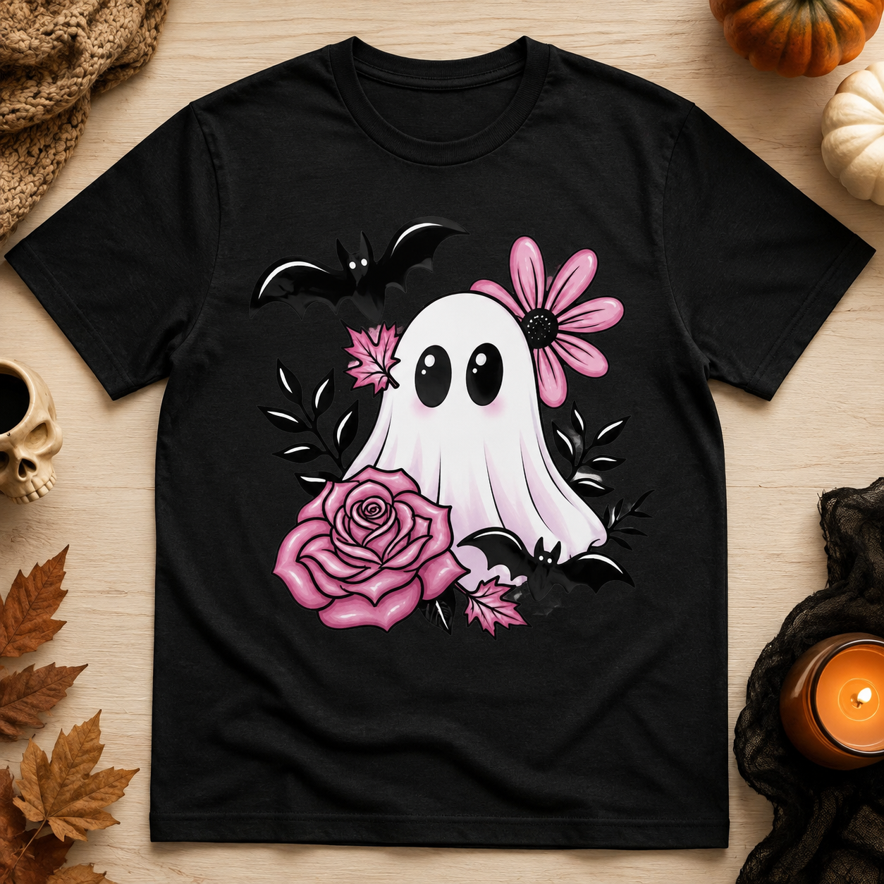 Ghost Roses w/ Bats Ready To Press DTF Print