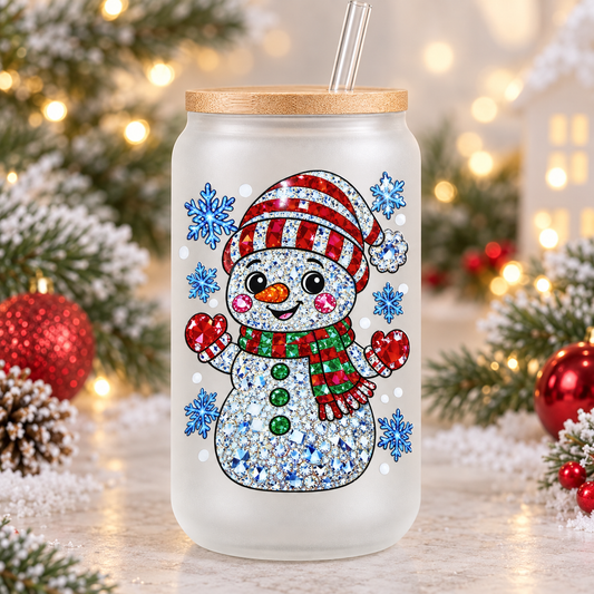 Faux Rhinestone Snowman 4” Tall UV DTF Decal