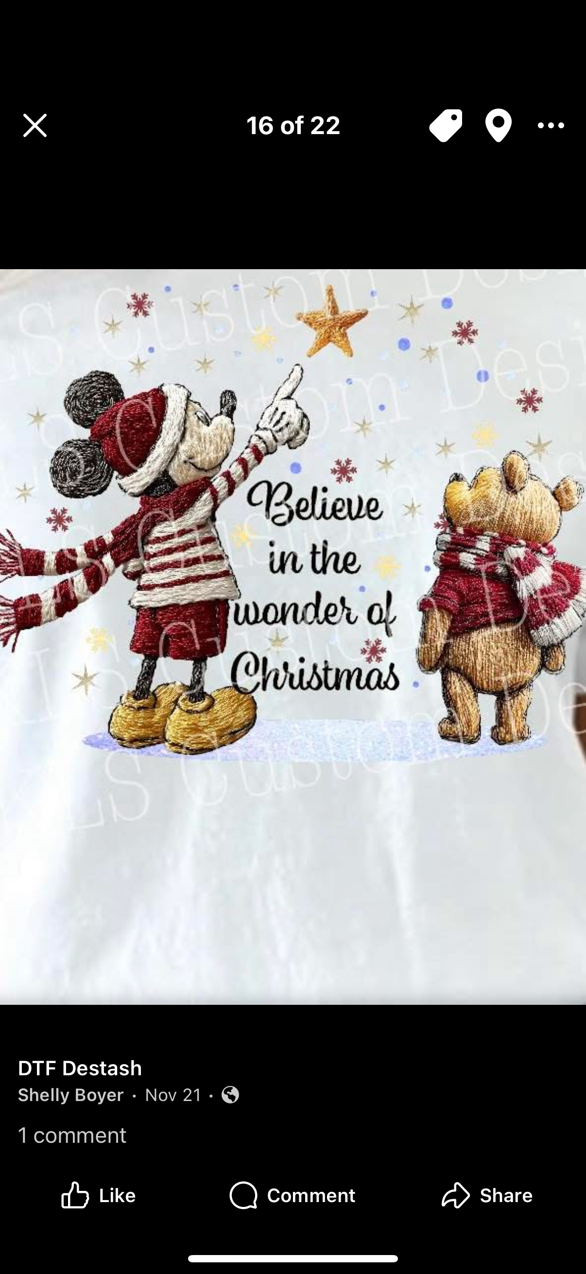 Faux Embroidery Mouse and Bear Believe In The Wonder Of Christmas Ready To Press DTF Print