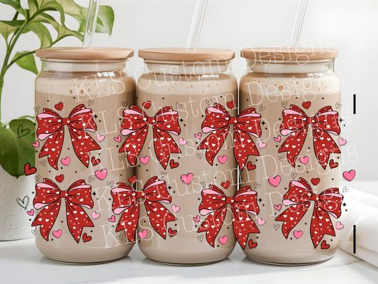 Y7 Heart Coquette Bows Libbey UV DTF Wrap