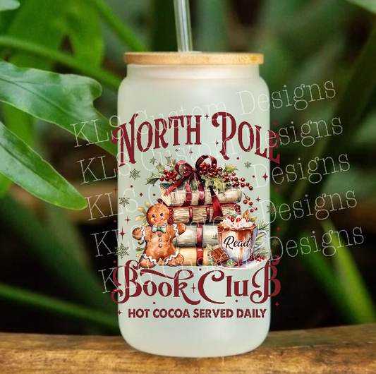 North Pole Book Club Christmas 4” Tall UV DTF Decal