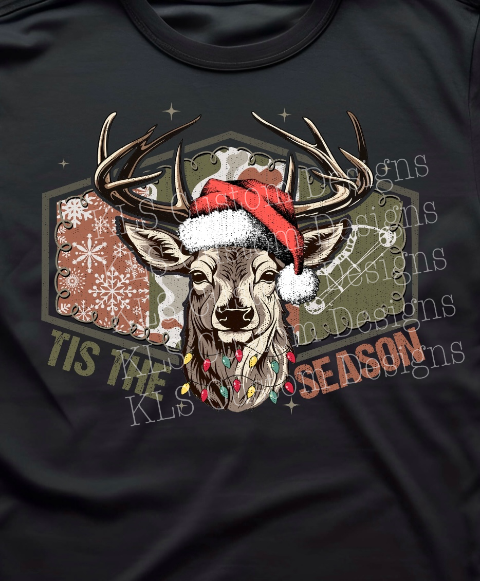 Tis The Season Deer  Ready To Press DTF Print