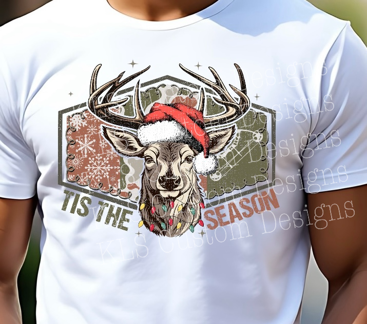 Tis The Season Deer  Ready To Press DTF Print