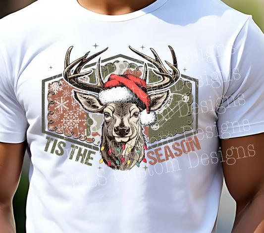 Tis The Season Deer  Ready To Press DTF Print