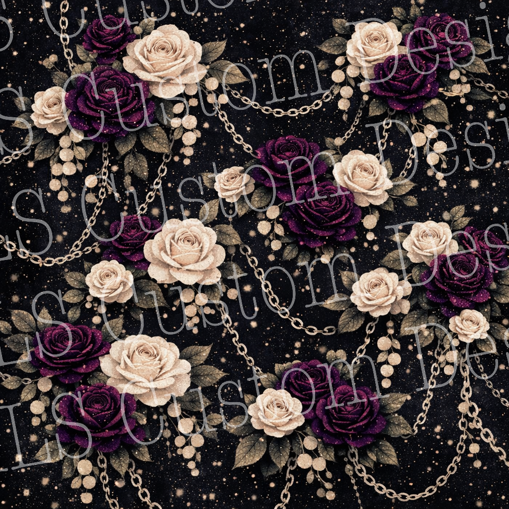 Purple White Roses w/ Chains 20 Oz Skinny Permanent Vinyl