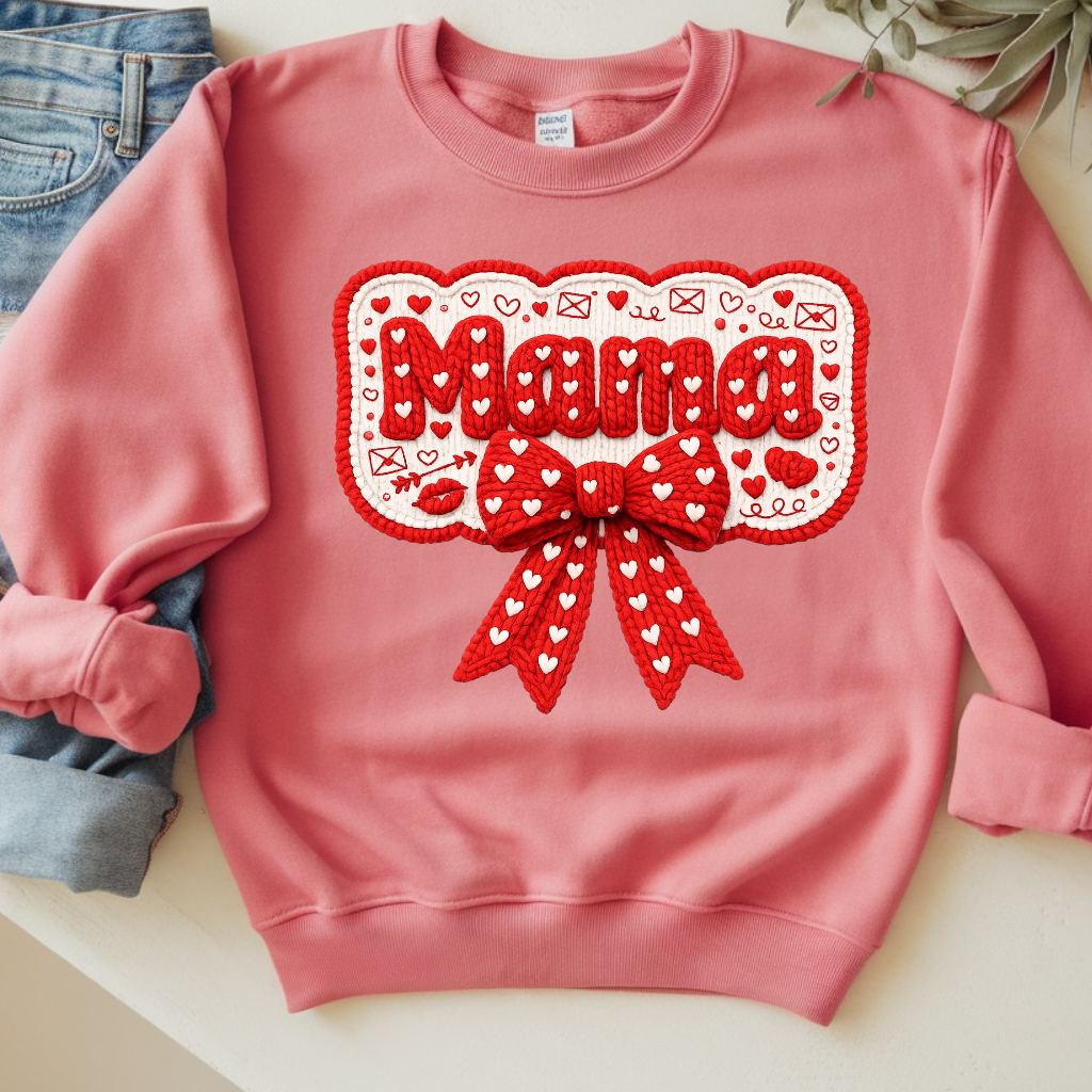 Faux Knit Mama Hearts Ready To Press DTF Print