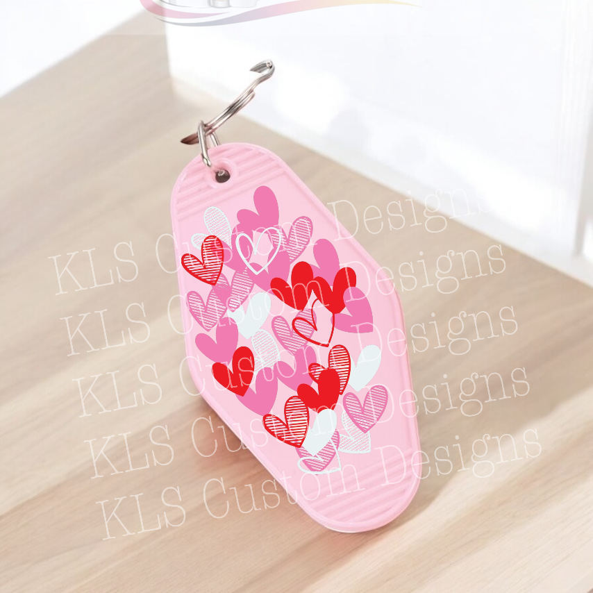 Keychain Doodle Hearts UV DTF Decal