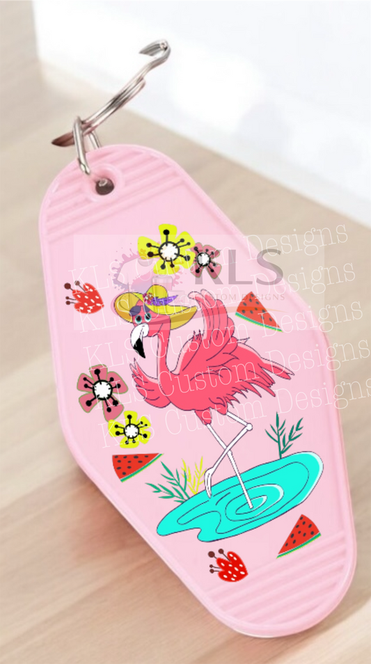 Keychain Flamingo Summer UV DTF Decal